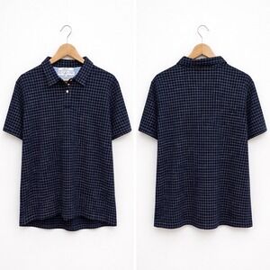 Tommy Hilfiger Golf Shirt Mens XL Navy Blue White Grid Check Cotton Polo XL/XG